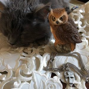 silver cross shield necklace